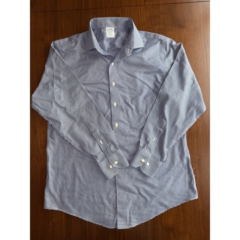 Brooks Brothers Regent Fit Blue Gingham Dress Shirt - Size 16.5